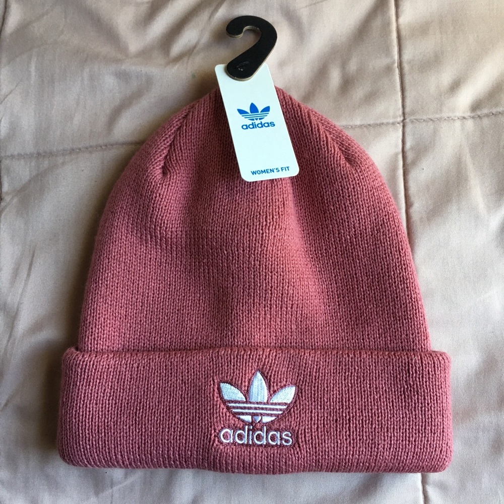 Adidas originals trefoil mauve pink beanie hat